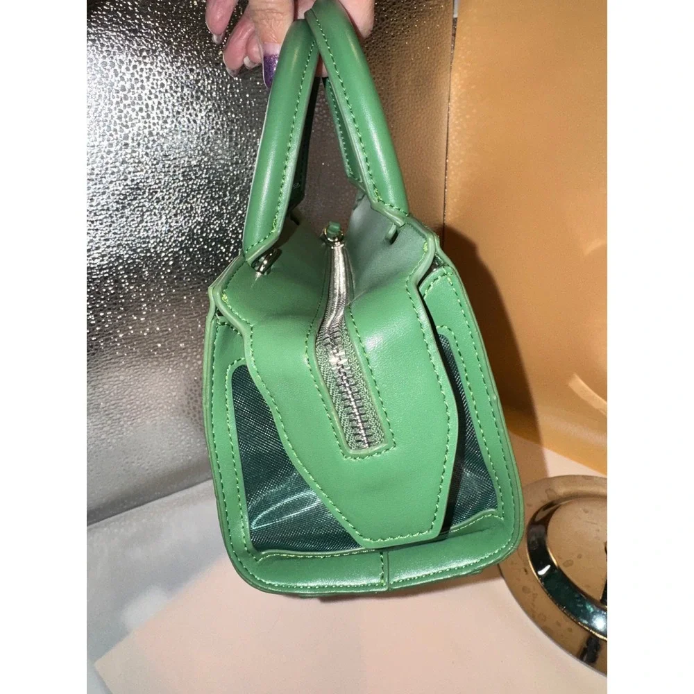 Brandon Blackwood Kendrick Trunk Green Mesh Mini Tote Bag Handbag - Picture 4 of 8